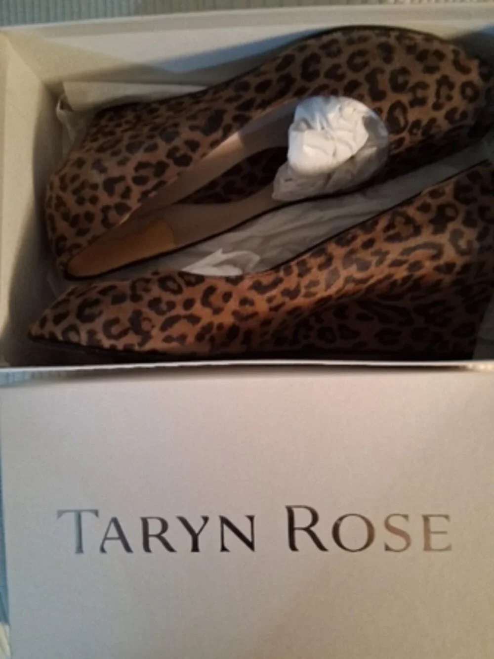 Taryn Rose Leopard Print Calf Hair Wedge Heel Open Toed EU40/US 9-9.5 Runs small